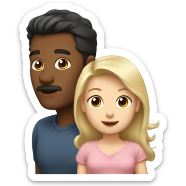 Dad blond hair, mom black hair and little baby brown hair sticker