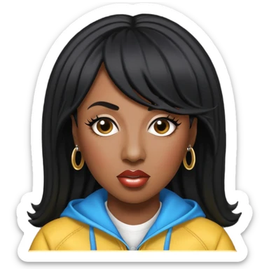 Missy Elliott with black hair sticker