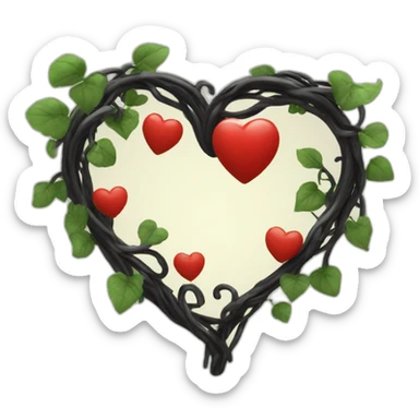 heart shaped black vine frame sticker