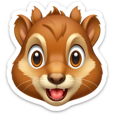 Close-up of squirrel face with exaggerated drool dripping from mouth, very hungry expression, saliva clearly visible sticker