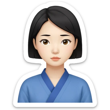 Korean woman, East Asian features,
female human face avatar only,
headshot portrait, face only,
thoughtful and calm expression, sensitive mood,
neutral face, minimal expression,
natural black hair, simple hairstyle,
clean background,
no clothes, no body, no accessories,
no cartoon, no fantas sticker