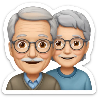 grandparents with glasses and gray hair, grizzle sticker