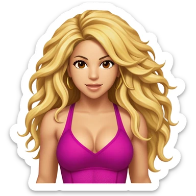 Cinematic Realistic Shakira Portrait Emoji, depicted as a dynamic charismatic pop icon with energetic movement and expressive features, rendered with vibrant textures and dynamic modern lighting that captures her global appeal. sticker