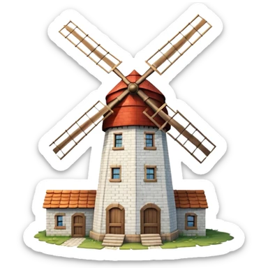 A big vintage Windmill with white bricks  sticker