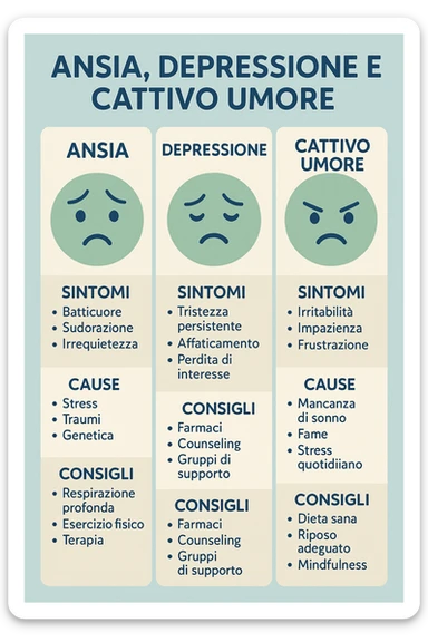 INFOGRAFICA , ANSIA DEPRESSIONE E CATTIVO UMORE sticker