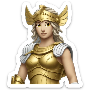 Sculpture of Athena the Greek goddess with her golden armour  sticker