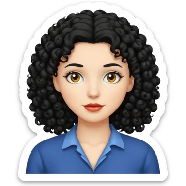 mujer blanca con cabello rizado negro sticker