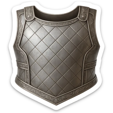 Recolor this iron chainbody to realistic metallic steel with crisp, shiny, and slightly fancier iron engravings. Keep the look detailed and realistic in a style inspired by emoji style. Transparent background. sticker