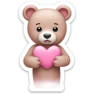 Light pink bear with a pink heart sticker