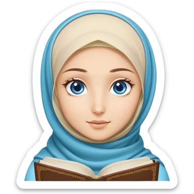 Turkish blonde capaster design Hijabi girl with blue eyes and beautiful finish reading quran sticker