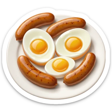 Two boiled eggs and two breakfast sausage restaurant style sticker