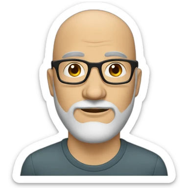 Almost bald dark-haired 40 year old man with beard and glasses sticker