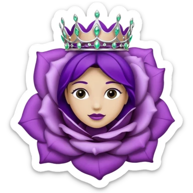 Purple rose flower, silver circle plaque, silver tiara sticker