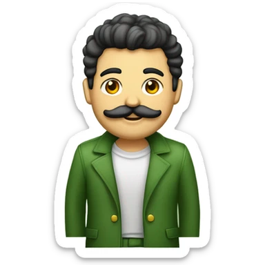 Menino magro com cabelo loiro, bigode fino e barbicha loira com brinco na orelha e boné verde sticker