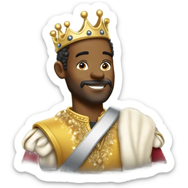 King on one knee proposing with wedding ring in one hand sticker