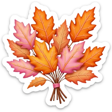 pastel autumn leaf bouquet pink orange sticker