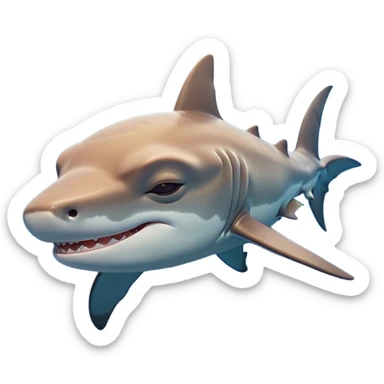 Meme-Worthy Cute Sleeping Hammerhead Shark Portrait Emoji, Head and body resting peacefully with a contented expression, showcasing its uniquely shaped hammerhead with closed, serene eyes and a relaxed, streamlined form, Simplified yet adorably endearing features, highly detailed, glowing with a soft, drowsy ocean light, high shine, relaxed and utterly lovable, stylized with an air of playful laziness, soft glowing outline, capturing the essence of a sleeping hammerhead that feels destined to become the next viral icon of adorable slumber! sticker
