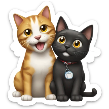 Cat having fun with dog  sticker