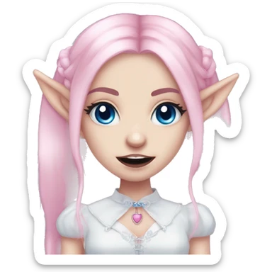 Cute spooky CUTE pink pale vampire teeth pretty pink eyebrows vampire goth princess elf ears blue eyes pink hair sticker