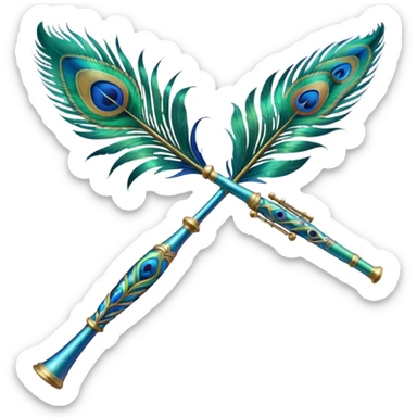 Peacock feather flute sticker