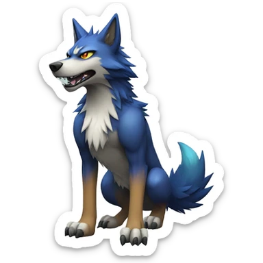 Edgy Colorful Digimon-Wolf full body sticker