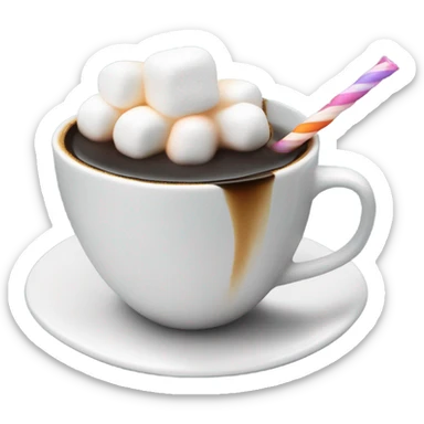 cup of coffee with marshmellows and straw sticker