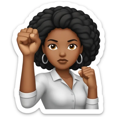 Black woman with fist up sticker