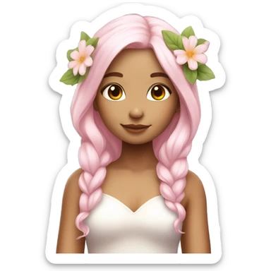 Beautiful, flower fairy, white long, light pink hair, big wings, fair skin sticker