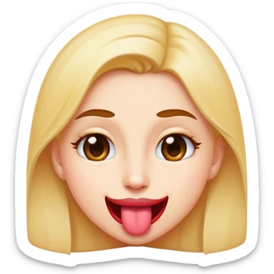 feminine emoji-style face with slight tongue-out smirk sticker