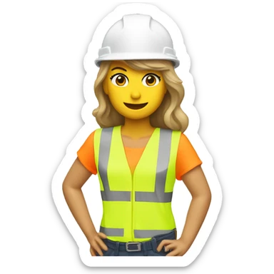 Taylor Swift is a construction worker wearing a patriotic dress with a neon yellow safety vest over the dress. she also has a hard hat and a patriotic patch on the vest.  sticker