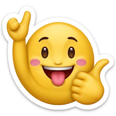 emoji with tounge out and hand to the side sticker