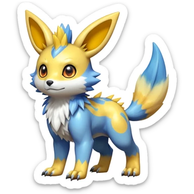 Cute Shiny Agumon-Umbreon-Renamon-Fakémon-hybrid-creature (full body)  sticker