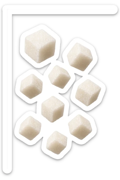 emoji stile iphone di zollette di zucchero che fluttuano in aria, iperrealistico 4k, isolato su sfondo bianco sticker