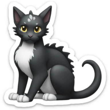 Sitting-Black-and-White-cat-dragon-type-pokemon sticker