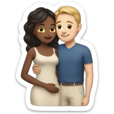 asina woman and white men cuddle virtually sticker