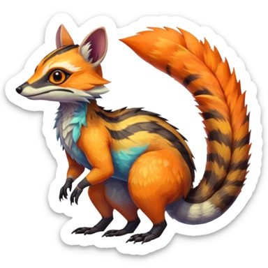 Colorful Fruity Iridescent Warm-colored Tropical Exotic Vernid-Sergal-Trico-Numbat-Nargacuga-fusion-hybrid-animal-creature, full body sticker