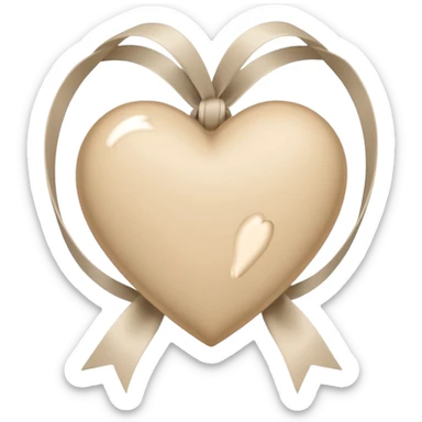 beige heart with white ribbon sticker