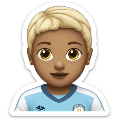 baby girl wearing Manchester City football shirt sticker