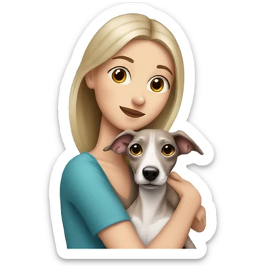 One brunette girl hugging her blonde Italian greyhound  sticker