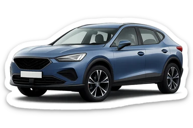 Make the car color 30% brighter while keeping the background transparent and the logo removed. Preserve all original details and style of the car in the image. sticker