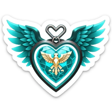 Dark Cyan Six Winged heart with minecraft warden soul sticker