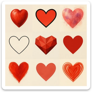 heart, various styles sticker