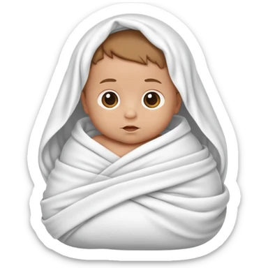 lightly tanned baby swaddled in a white blanket sticker