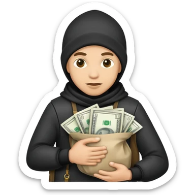 Un ladrón, con un saco de dinero sticker