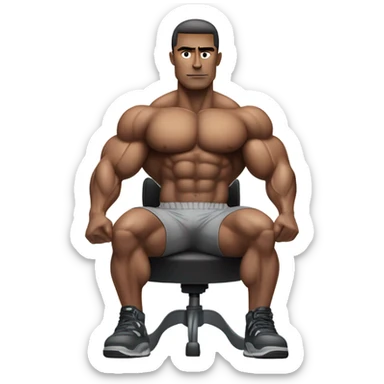 body builder sitting in char sticker