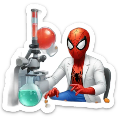 spiderman experimenting in a lab sticker