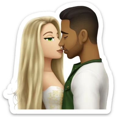 kiss-kiss romeo santos and girl green eyes and very long dark blond hair sticker