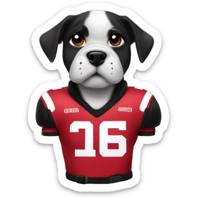 Georgia bulldogs puppy wearing a Dawg spike squad shoulder pads sticker