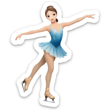 An icon featuring a graceful figure skater performing a spin on the ice. The background includes a grand ice rink palace with shining spotlights and cheering spectators in the stands. Transparent background highlights the elegance and artistry of figure skating sticker