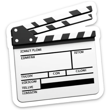 minimalist black and white film clapperboard, geometric shapes only sticker